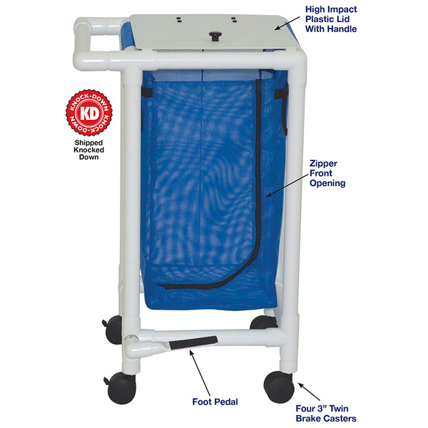 Mjm Internaitonal Single Bag Hamper W/ Optional Foot Pedal, Standard Mesh - R.Blue 214-S-FP-SM-RB